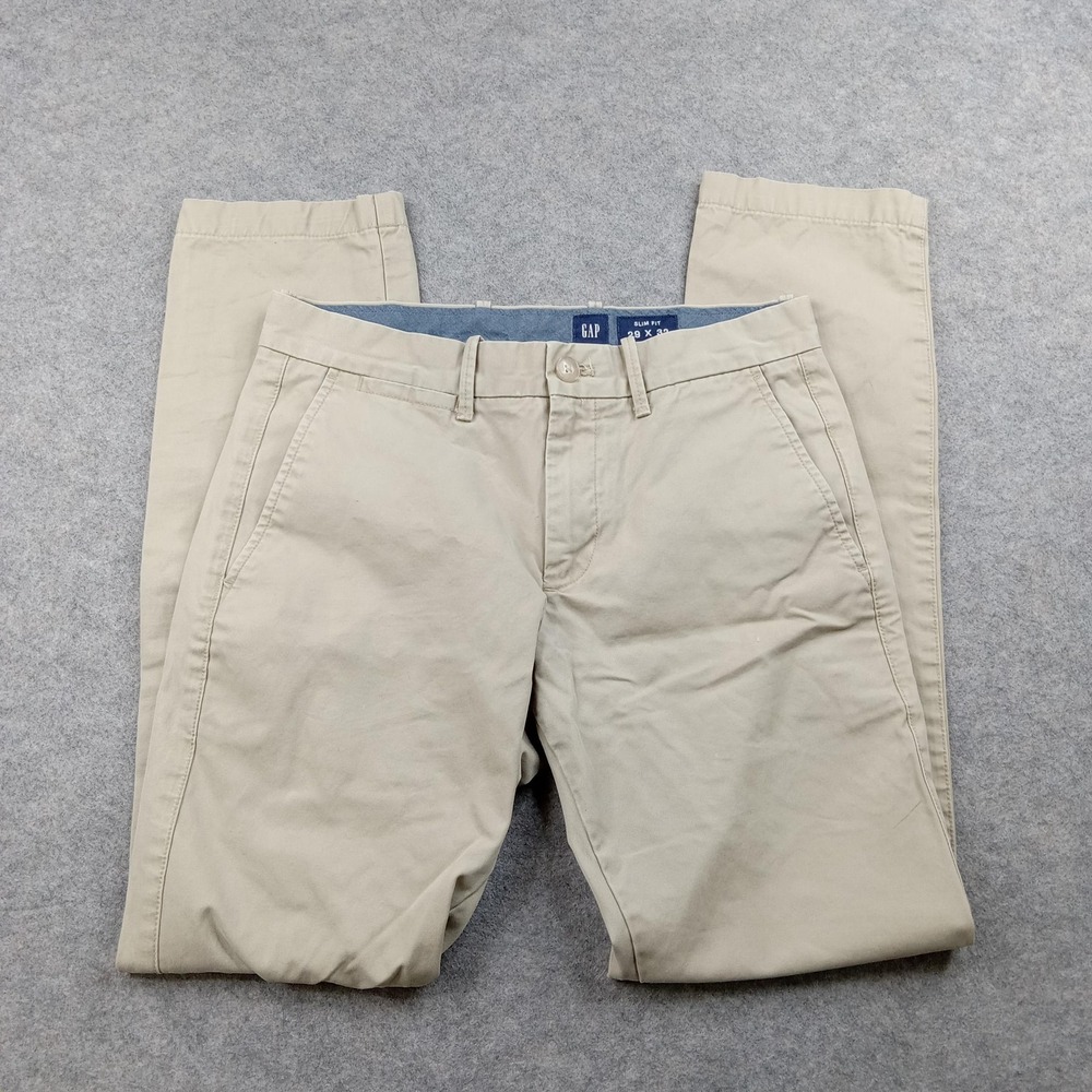 Gap Chino Pants Mens 29x32 Beige New Slim Clean Khaki Slim Fit Cotton Casual